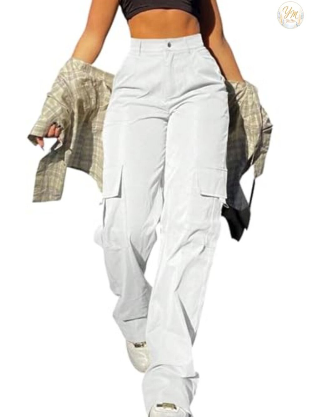 High Waisted Baggy Wide Leg Cargo Pants with Pockets Y2K Streetwear
